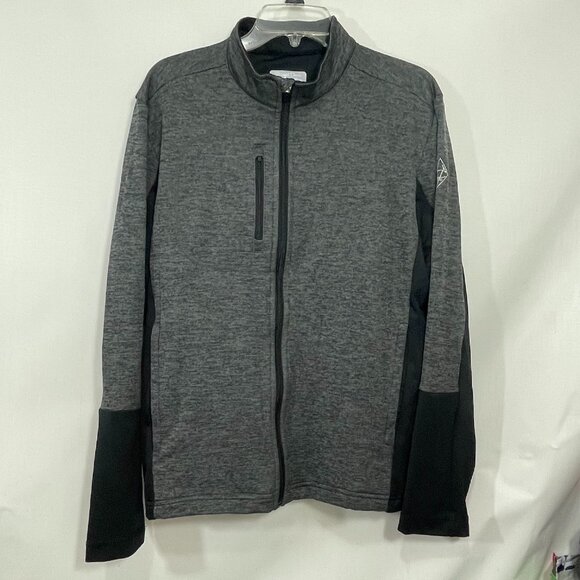 Straight Down Jacket Mens Medium Grey Golf Sweatshirt Full Zip Performance - Picture 1 of 8